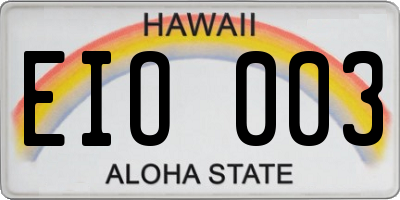HI license plate EIO003