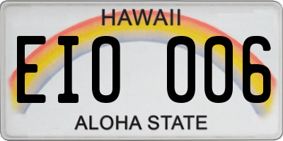 HI license plate EIO006
