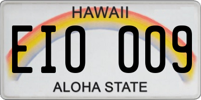 HI license plate EIO009