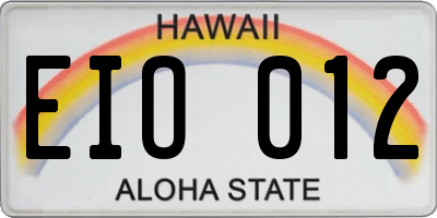 HI license plate EIO012