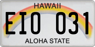 HI license plate EIO031