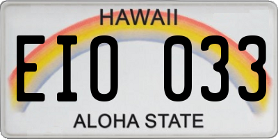 HI license plate EIO033