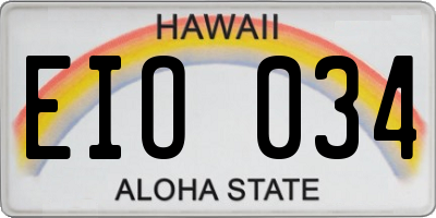 HI license plate EIO034