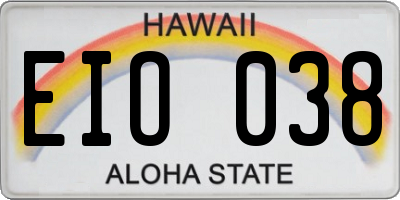 HI license plate EIO038