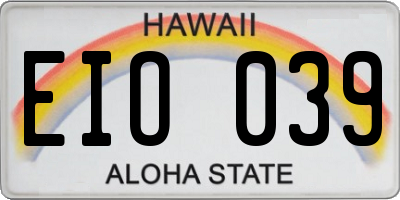 HI license plate EIO039