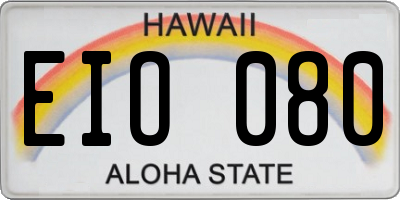 HI license plate EIO080