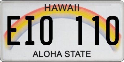 HI license plate EIO110