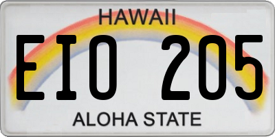 HI license plate EIO205