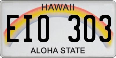 HI license plate EIO303