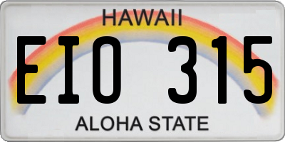 HI license plate EIO315