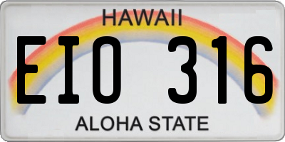 HI license plate EIO316