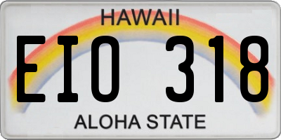 HI license plate EIO318