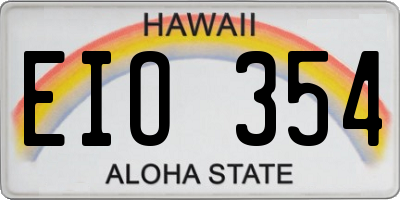 HI license plate EIO354