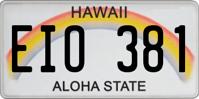 HI license plate EIO381