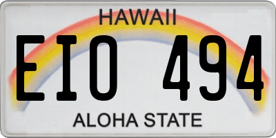 HI license plate EIO494
