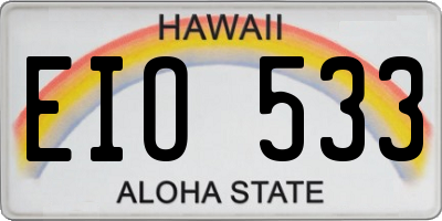 HI license plate EIO533