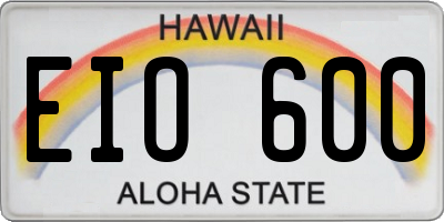 HI license plate EIO600