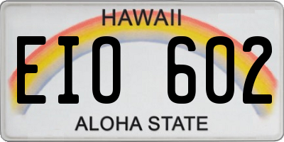 HI license plate EIO602