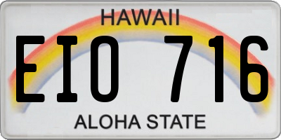 HI license plate EIO716