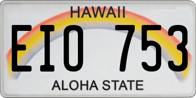 HI license plate EIO753