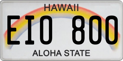 HI license plate EIO800