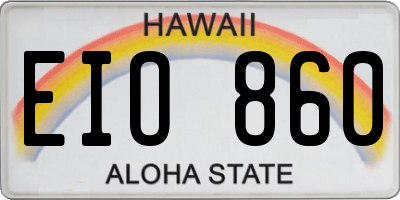 HI license plate EIO860