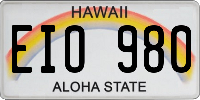 HI license plate EIO980