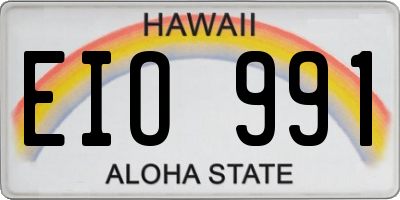 HI license plate EIO991