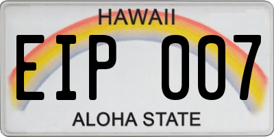HI license plate EIP007