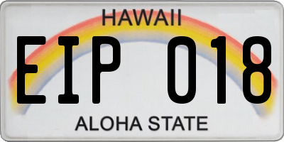 HI license plate EIP018