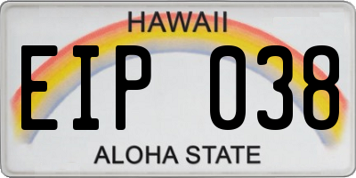 HI license plate EIP038