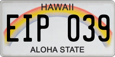 HI license plate EIP039