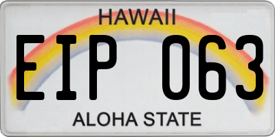 HI license plate EIP063