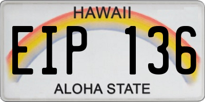 HI license plate EIP136