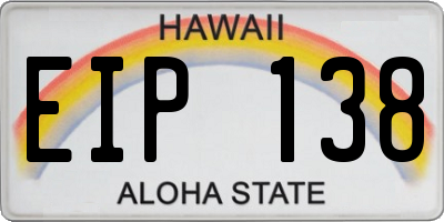 HI license plate EIP138