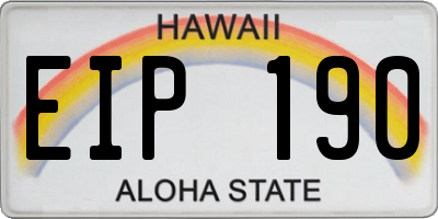 HI license plate EIP190