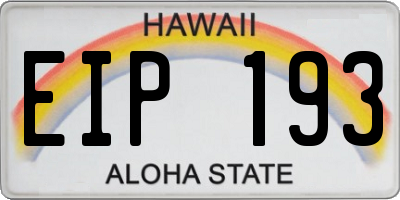HI license plate EIP193