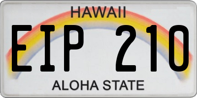 HI license plate EIP210