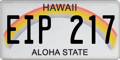 HI license plate EIP217