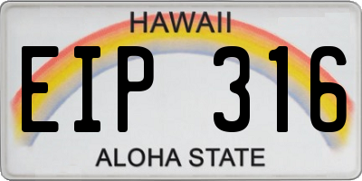 HI license plate EIP316