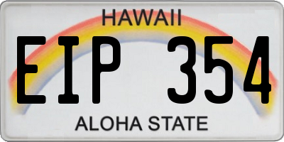 HI license plate EIP354