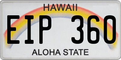 HI license plate EIP360