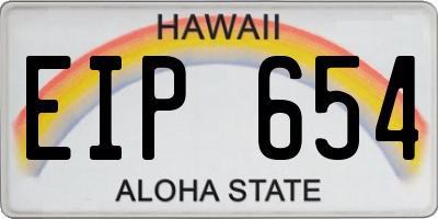 HI license plate EIP654