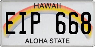 HI license plate EIP668