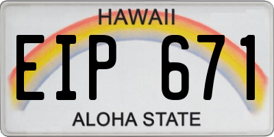 HI license plate EIP671