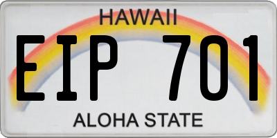 HI license plate EIP701