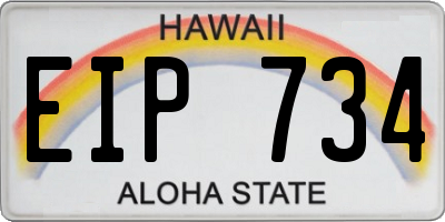 HI license plate EIP734