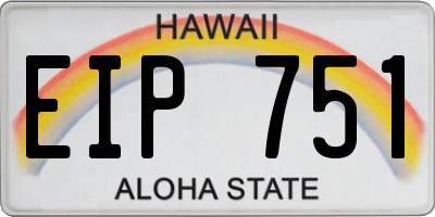 HI license plate EIP751