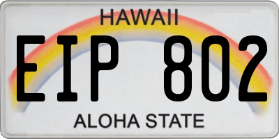 HI license plate EIP802