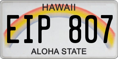 HI license plate EIP807